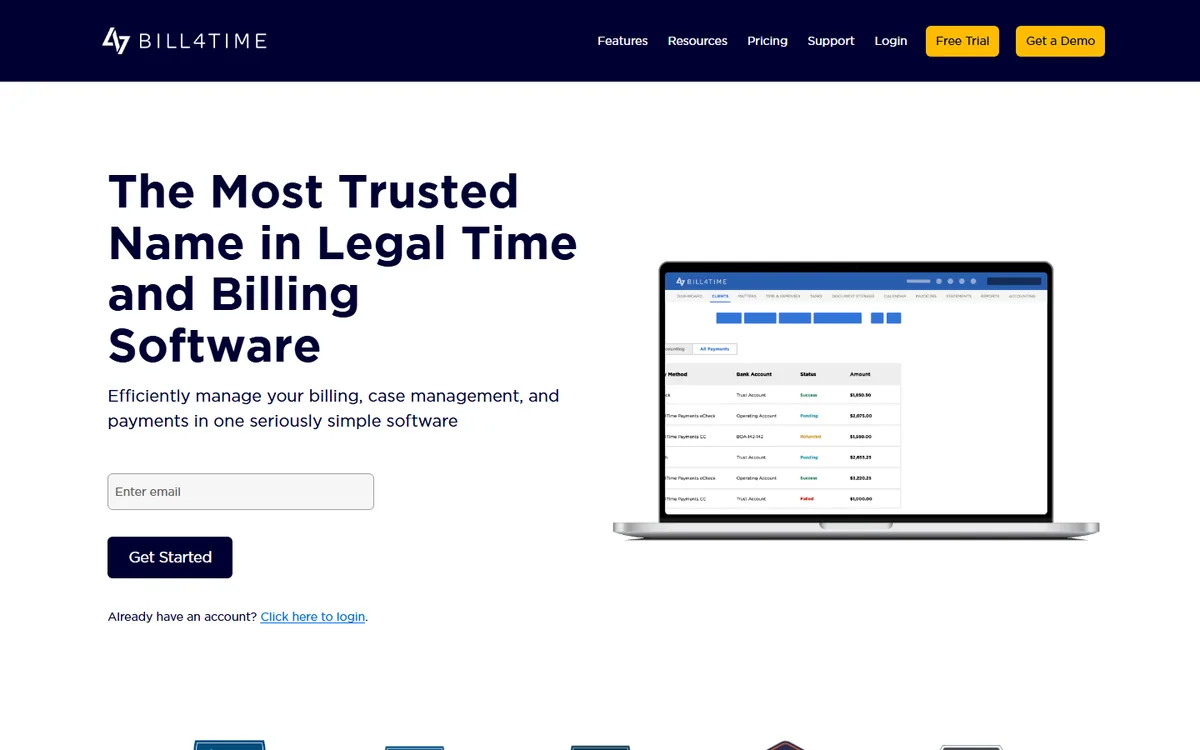 Bill4Time homepage screenshot