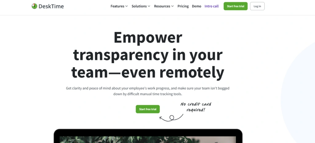 DeskTime homepage screenshot