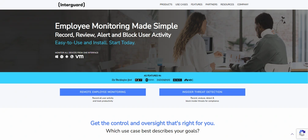 InterGuard homepage screenshot