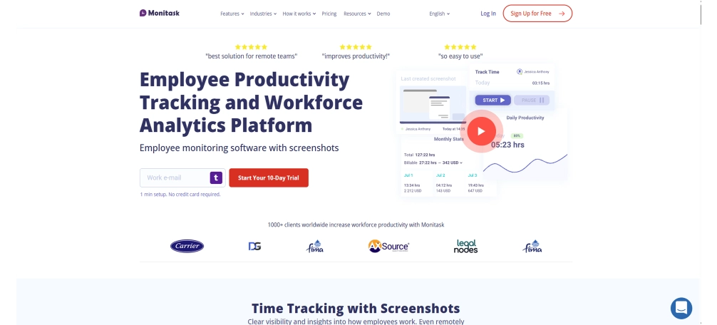 Monitask homepage screenshot