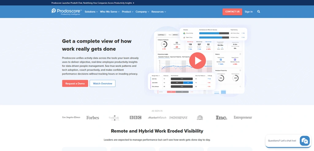 Prodoscore homepage screenshot