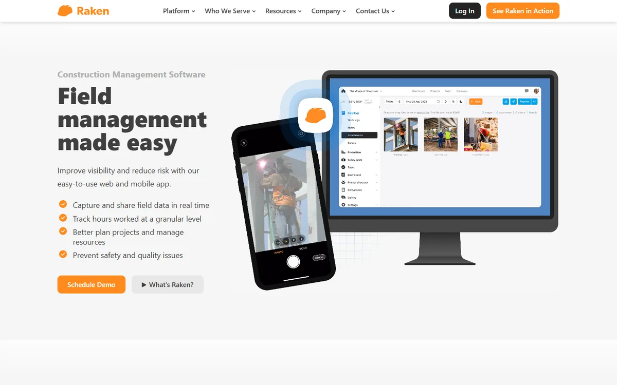 Raken homepage screenshot