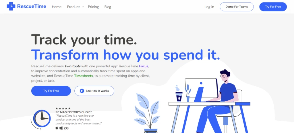 RescueTime homepage screenshot
