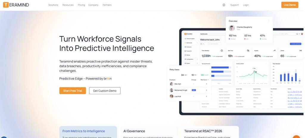 Teramind homepage screenshot