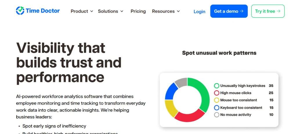 Time Doctor homepage screenshot