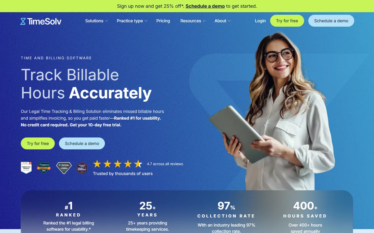 TimeSolv homepage screenshot