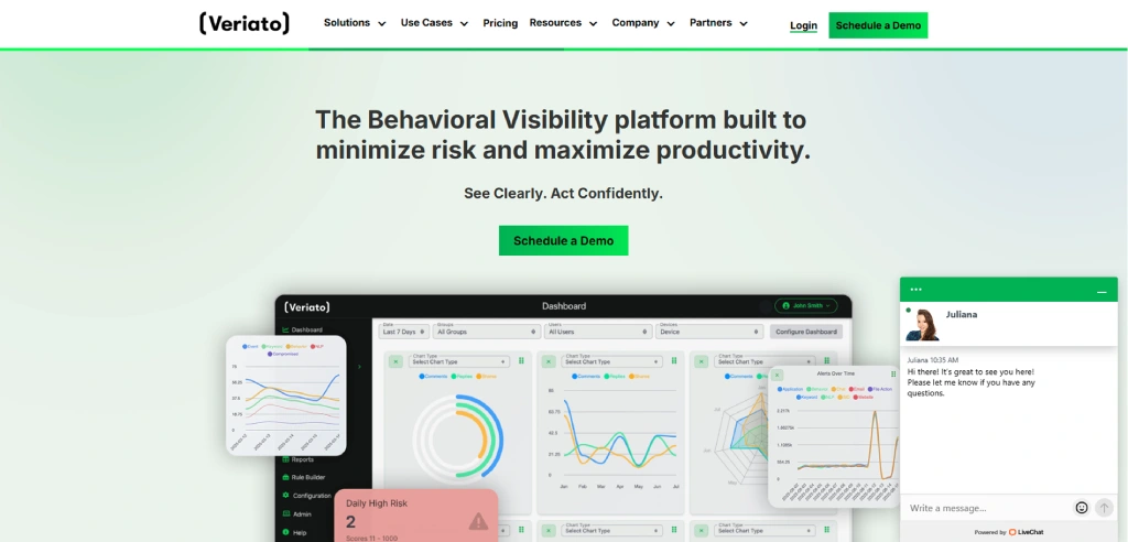 Veriato homepage screenshot